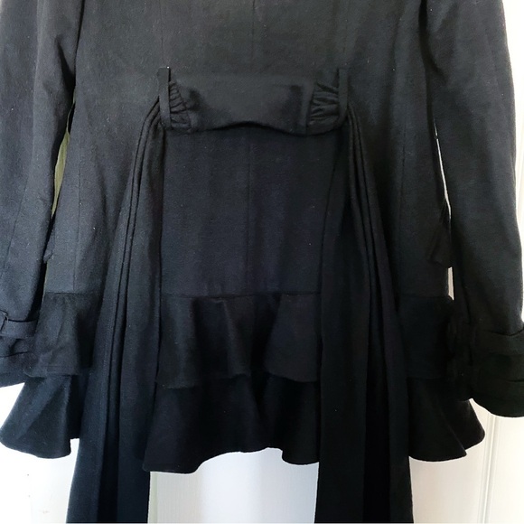 Jasmine Di Milo Coat Cashmere Signature Frill Wool Belted Short Black 6 GUC - Picture 8 of 8